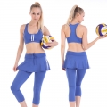 Yoga Fitness Aerobics Sportwear suits 2sets(Sexy Jeans Vest+Mini skirt pants)